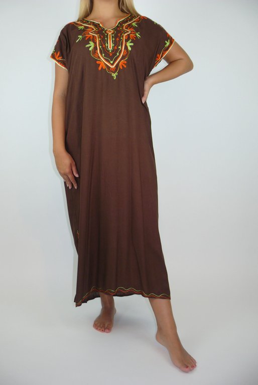 Orientalisches Kleid Kaftan Tunikakleid Strandkleid Sommerkleid Maxi, braun