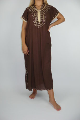 Orientalisches Kleid Kaftan Tunikakleid Strandkleid Sommerkleid Maxi, braun-beige