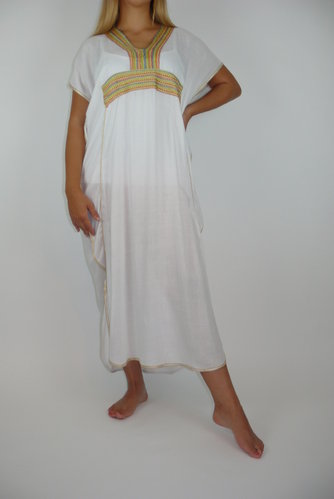 Orientalisches Kleid Kaftan Tunikakleid Strandkleid Sommerkleid Maxi, weiss