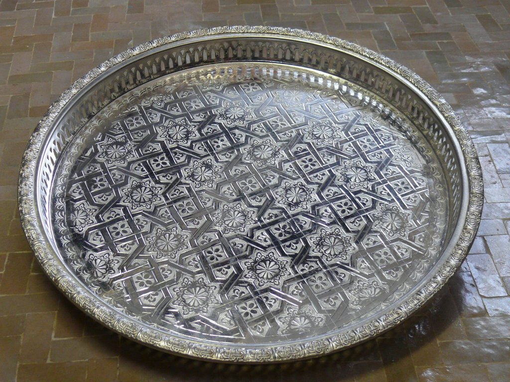 Orientalisches Marokkanisches Tablett Serviertablett Teetablett Messing Hala