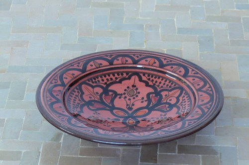 Marokkanischer Keramik Teller Metall Deko Orient Kunsthandwerk Marokko, Ø 20 cm