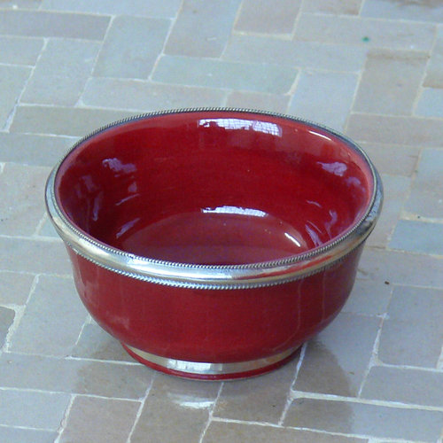 Marokkanische Orientalische Keramik Schüssel Obst Salat Müsli mit Metalldekor Ø 10 cm