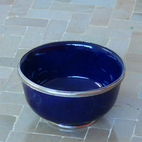 Marokkanische Orientalische Keramik Schüssel Obst Salat Müsli mit Metalldekor Ø 10 cm