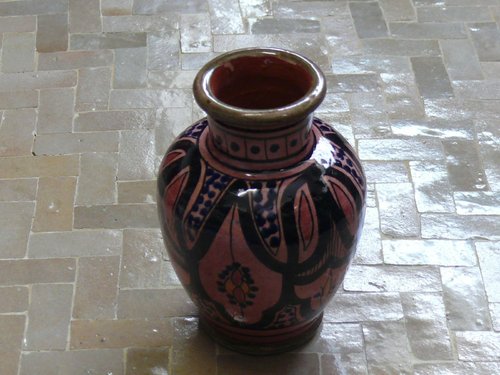 Orientalische kleine Keramik Vase Deko handgearbeitet Marokko