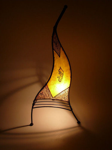 Marokkanische Henna Leuchte orientalische Stehlampe aus Leder Marrakesch - 70 cm