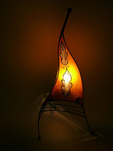 Marokkanische Henna Leuchte orientalische Stehlampe aus Leder Marrakesch - 70 cm