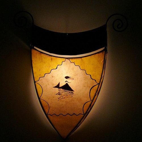 Orientalische Leuchte Wand Lampe Henna Leder 1001 Nacht, Farbe gelb