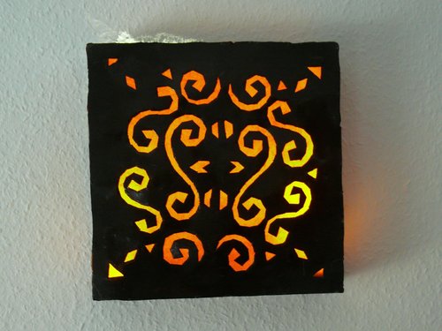 Orientalische Wand Leuchte Lampe Leder/ Eisen Marokko 30x30 cm