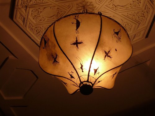 Orientalische Deckenlampe aus Henna/ Leder Marrakesch 1001 Nacht Ø 40 cm