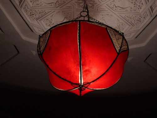 Marokko orientalische Decken Lampe Leuchte Henna Leder, Farbe rot