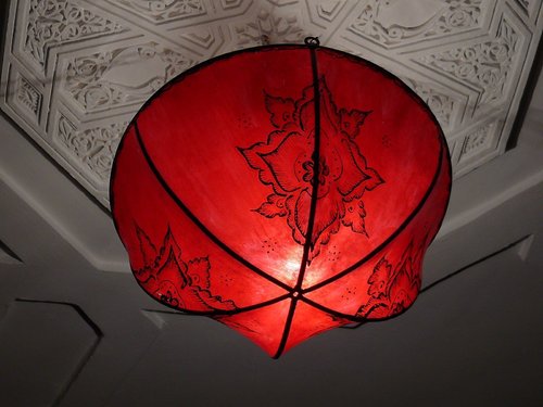Orientalische Deckenlampe aus Henna/ Leder Marrakesch 1001 Nacht Ø 40 cm