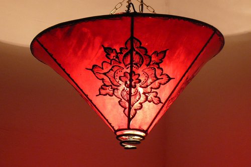Marokko orientalische Decken Lampe Leuchte Henna Leder Ø 40 cm