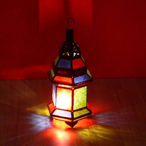 Orientalische Laterne Metall Windlicht Halter Kerze Teelicht Standlaterne Deko, Farbe bunt
