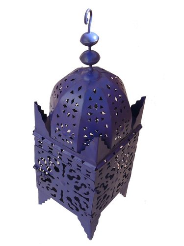 Marokkanische Laterne aus Schmiedeisen Marrakesch handgeschmiedet 70 cm, Majorelle blau