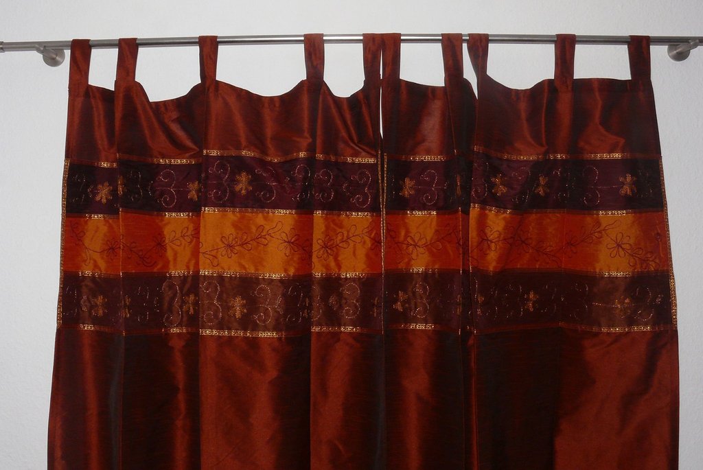 1 Stück Marrakech Accessoires Orientalischer Vorhang Schlaufen Schal Bestickt 110 cm x 235 cm Farbe orange