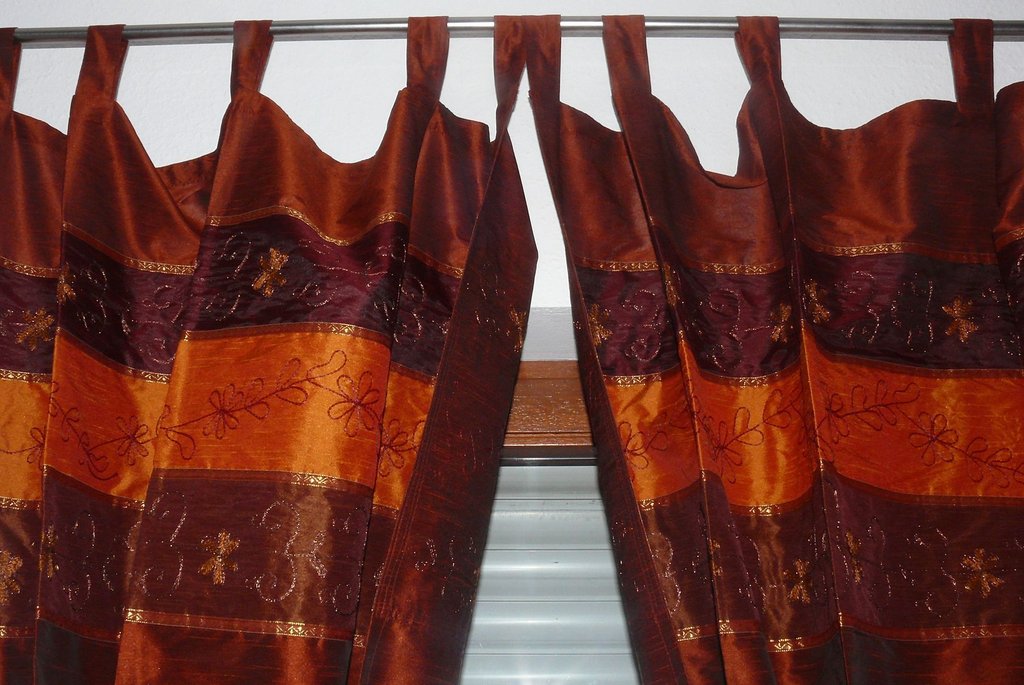 1 Stück Marrakech Accessoires Orientalischer Vorhang Schlaufen Schal Bestickt 110 cm x 235 cm Farbe orange
